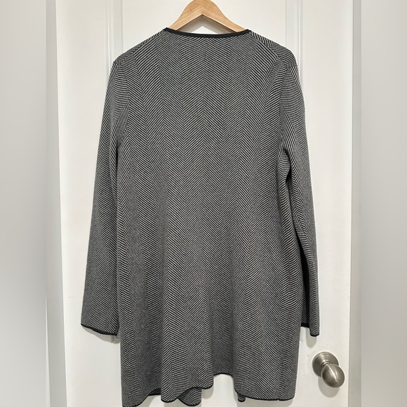 J. Crew Factory Vanessa Sweater Jacket Black and White Herringbone Open Cardigan - Picture 8 of 12
